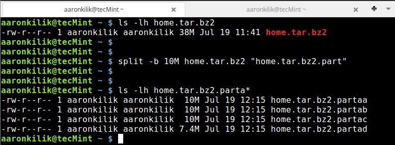 Split Tar File into Parts in Linux