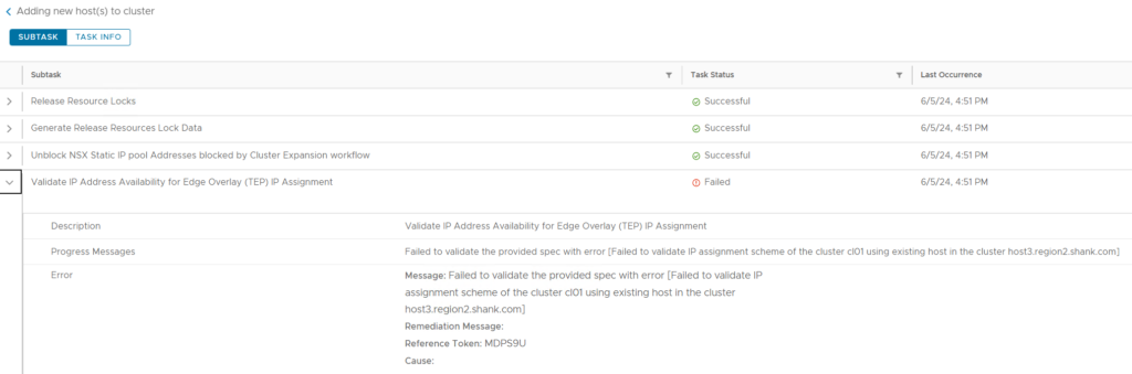 VMware Cloud Foundation Add Host and Cluster Failed – LAB2PROD