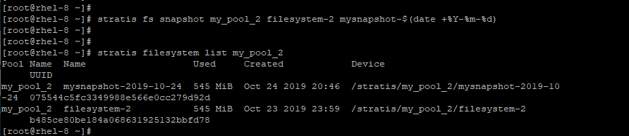 Create Stratis Filesystem Snapshots