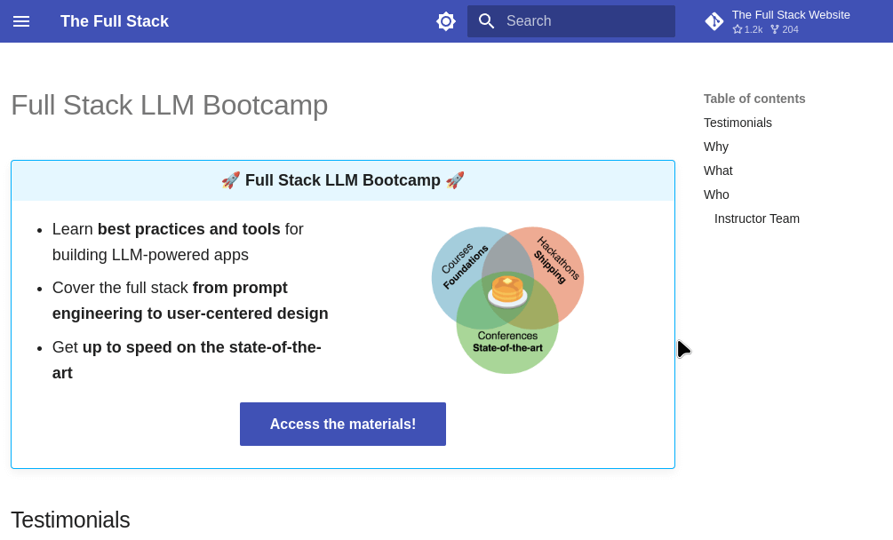 Full Stack LLM Bootcamp