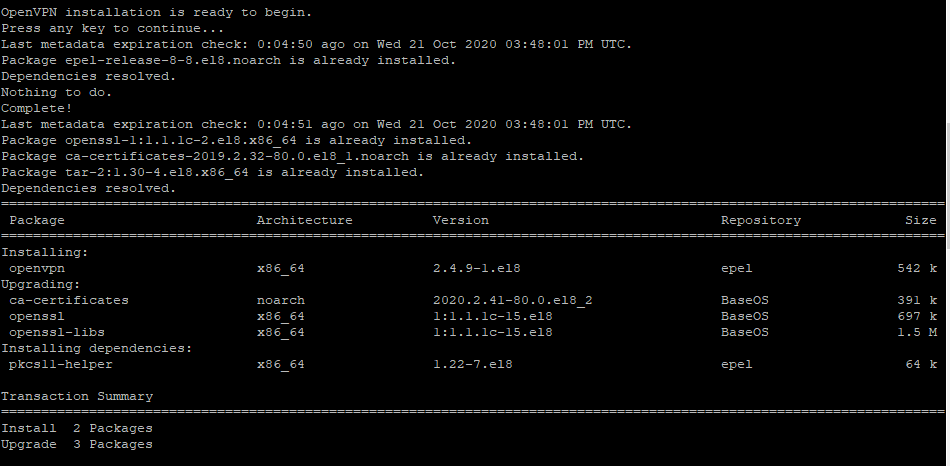 OpenVPN Installation on CentOS 8