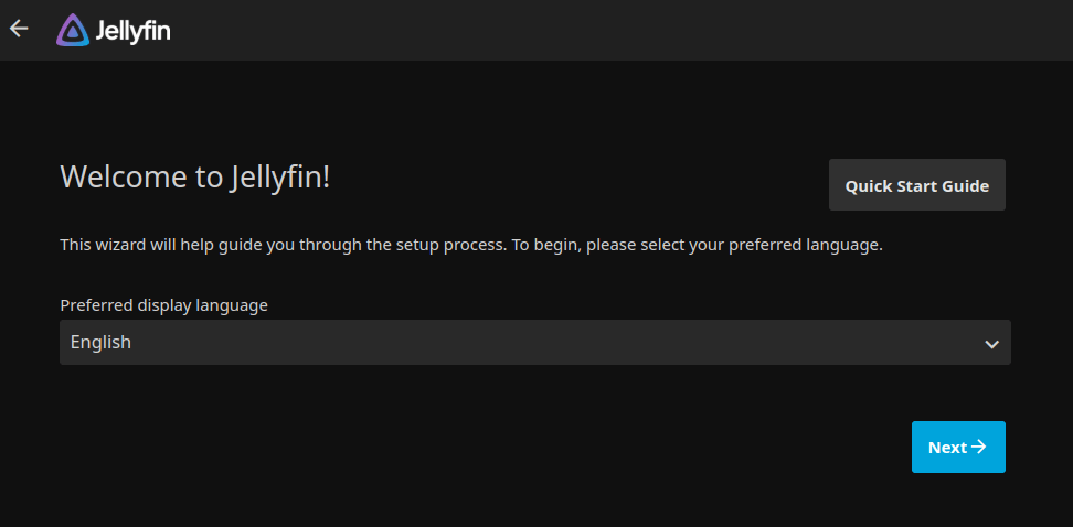 Jellyfin Setup Wizard