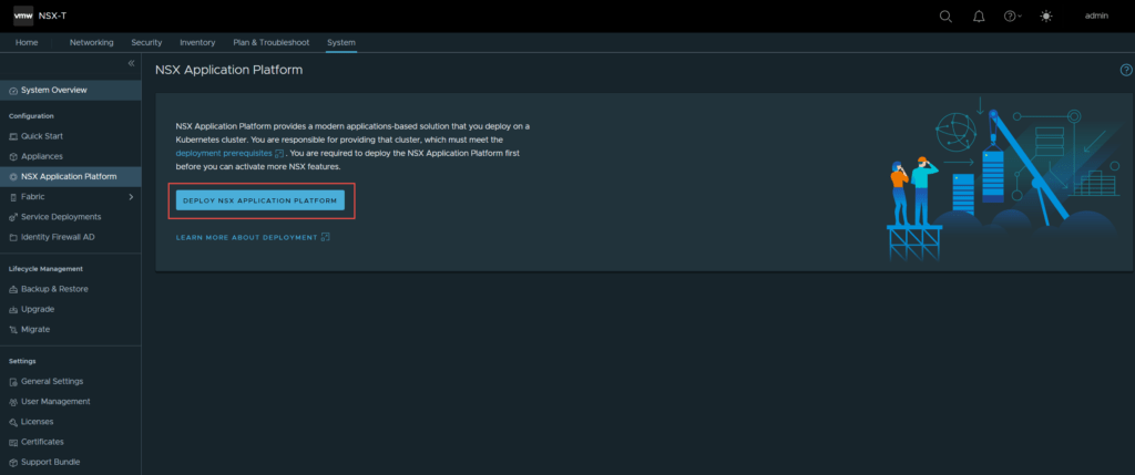 deploy nsx application platform