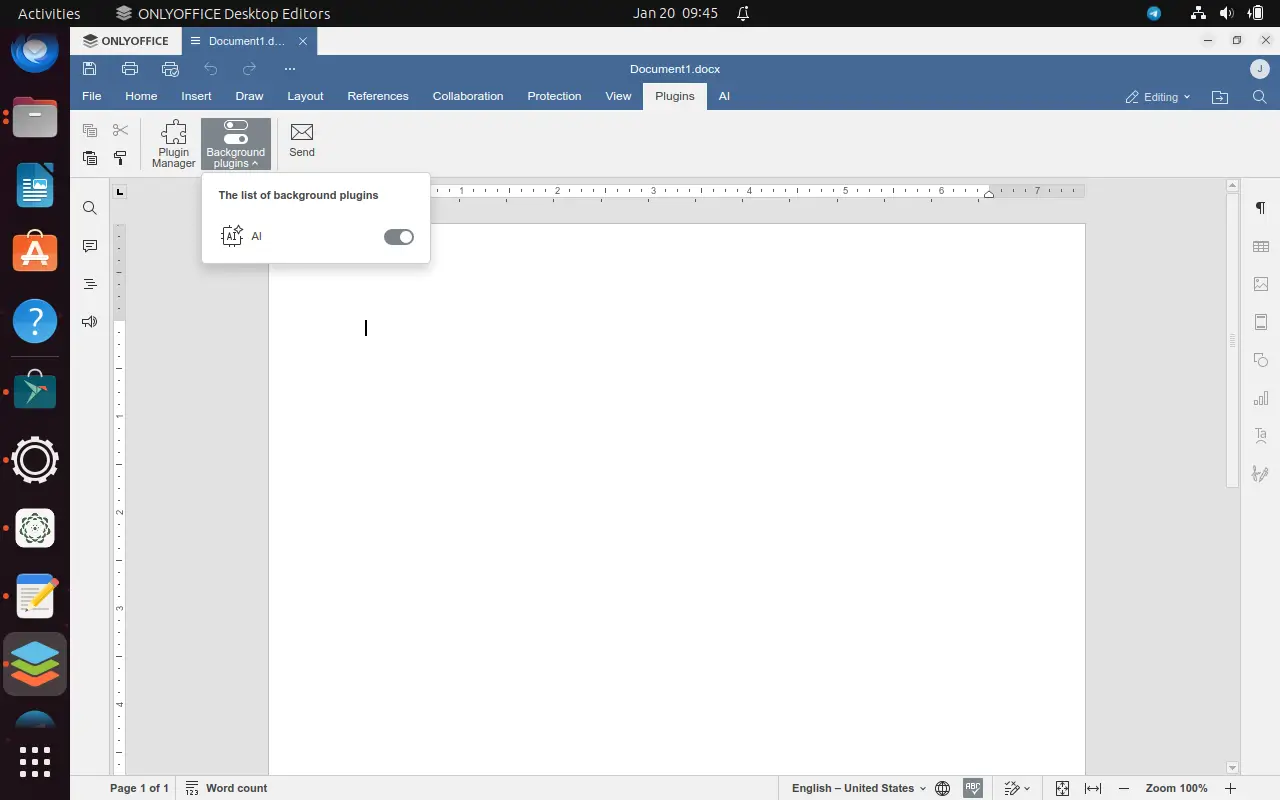 Enable AI Plugin in ONLYOFFICE Desktop Editors
