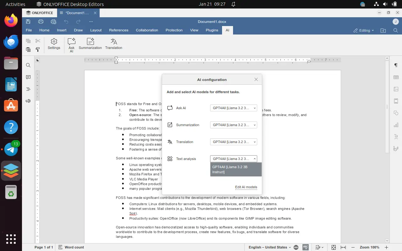 Use AI Model In ONLYOFFICE