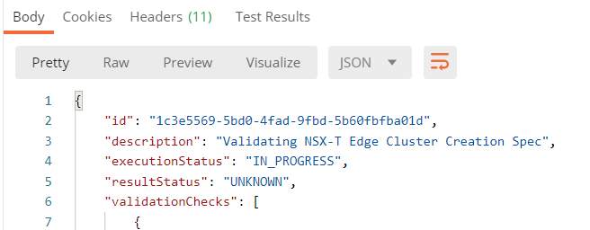 validating the edge cluster creation json