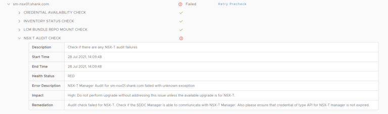 Errors with VCF 4.2.1 Configuration Drift Bundle