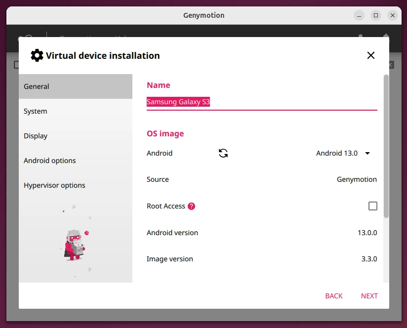 Virtual Device Settings