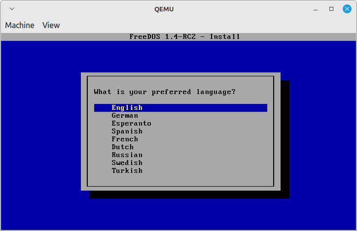 FreeDOS Language