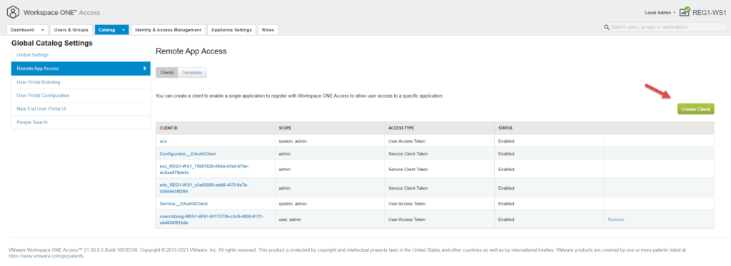 ws1 access client access