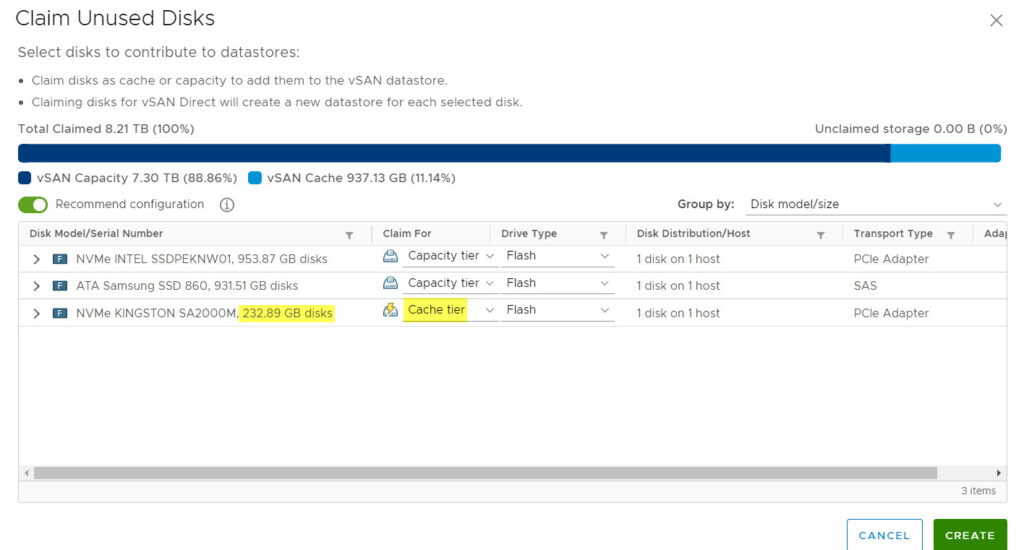 create disk group