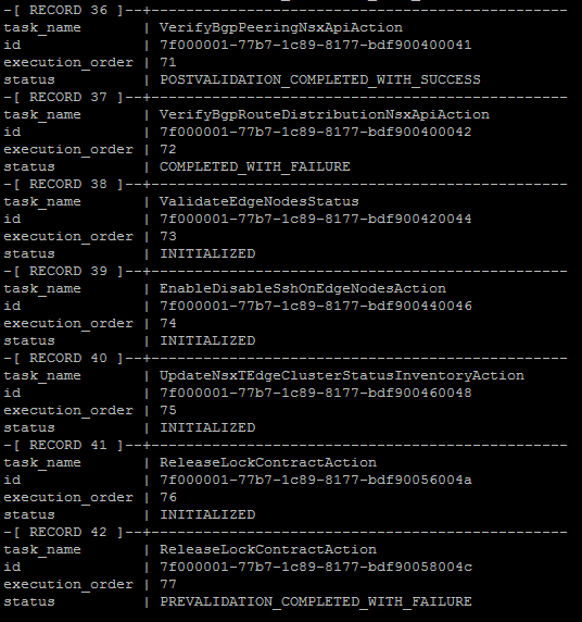 sddc manager postgres list tasks