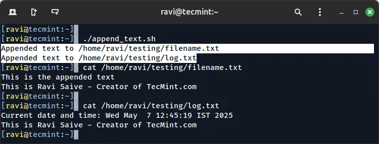 Appending Text to Multiple Files in Linux
