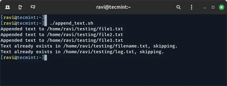 Conditional Text Appending to Files Using Bash