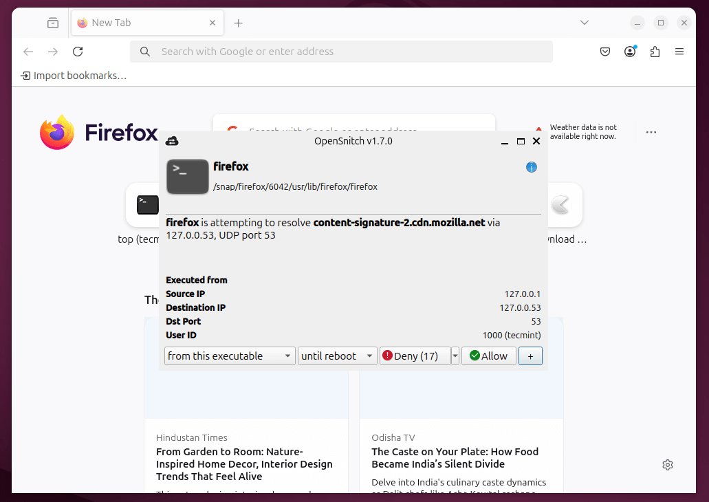 OpenSnitch Alerts You to New Application Internet Access