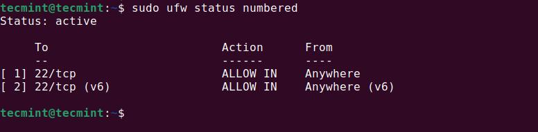 Listing UFW Rules with Numbers