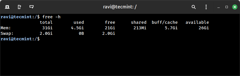 Check Memory Space on Linux