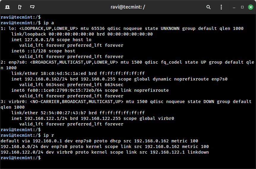 Check Network Interface and Routing