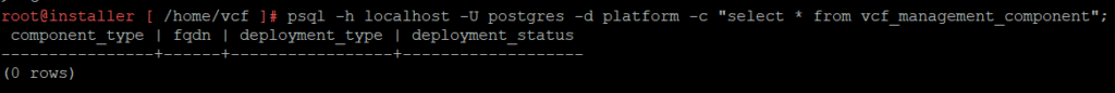verify vcf_management_component database after updating postgres