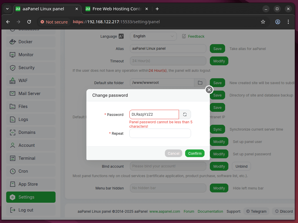 Change aaPanel Admin Password