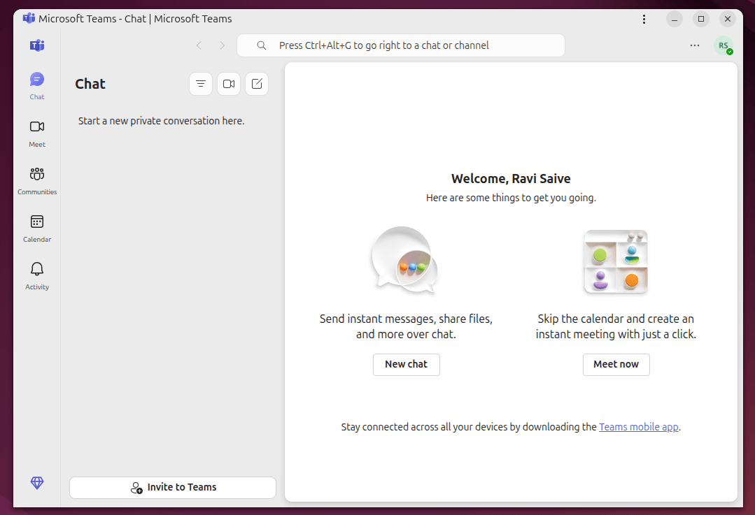 Running Mcrosoft Teams in Linux