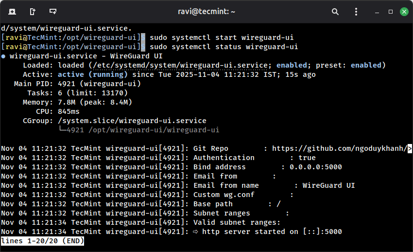 Check Wireguard-UI Status