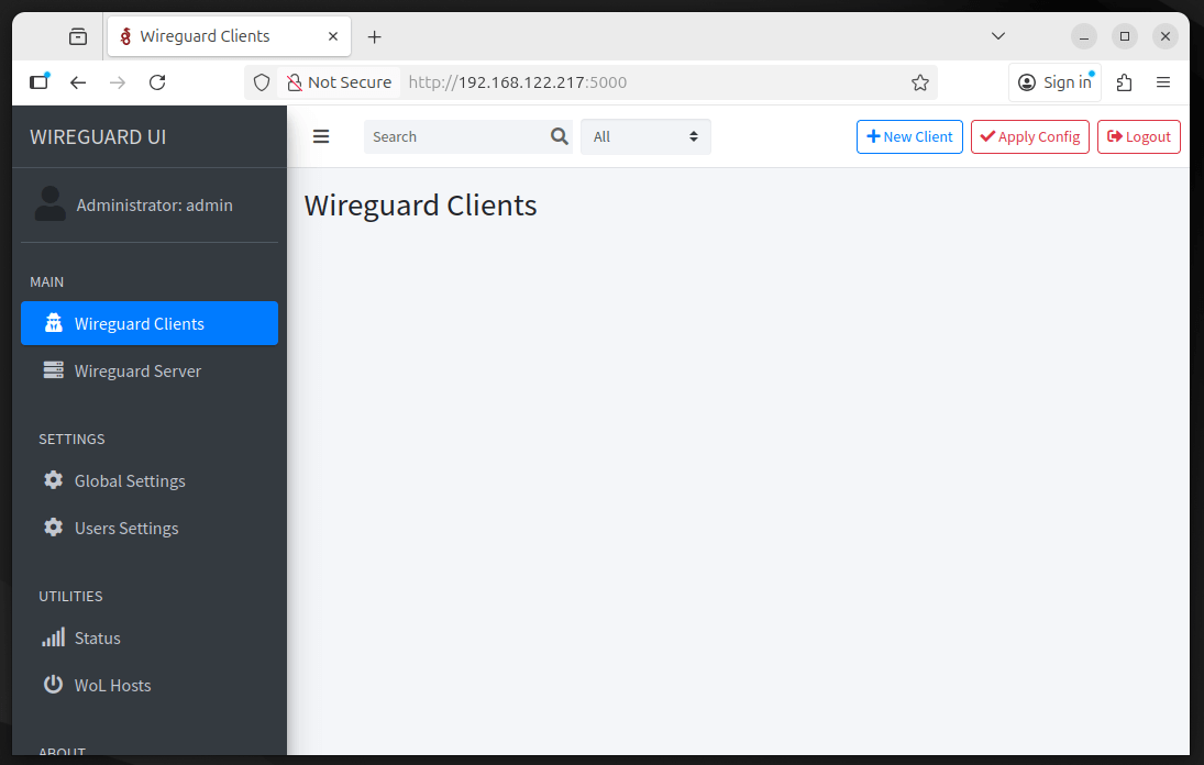 Wireguard-UI Dashboard