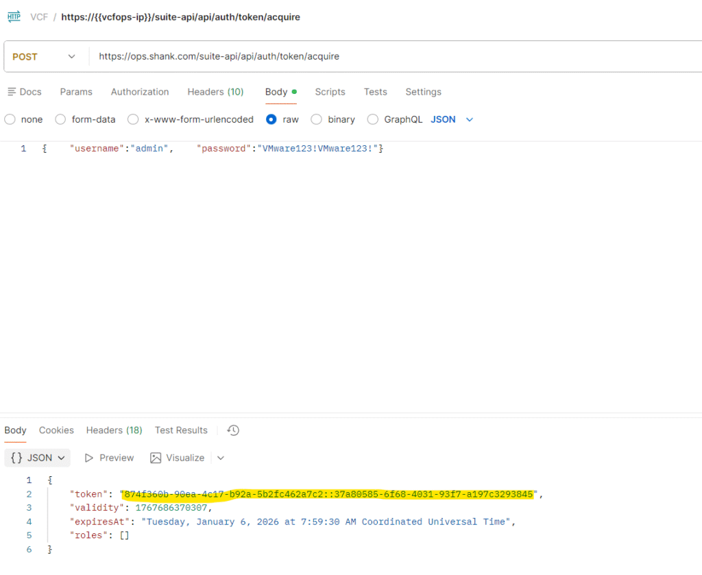 Obtain token from VCF operations to resolve The error messages were "Sorry. we encountered an error. Error message: Failed to delete IDP for xxxx . Changes will be rolled back" and "Unable to reset SSO. Please resolve the issues and try again."