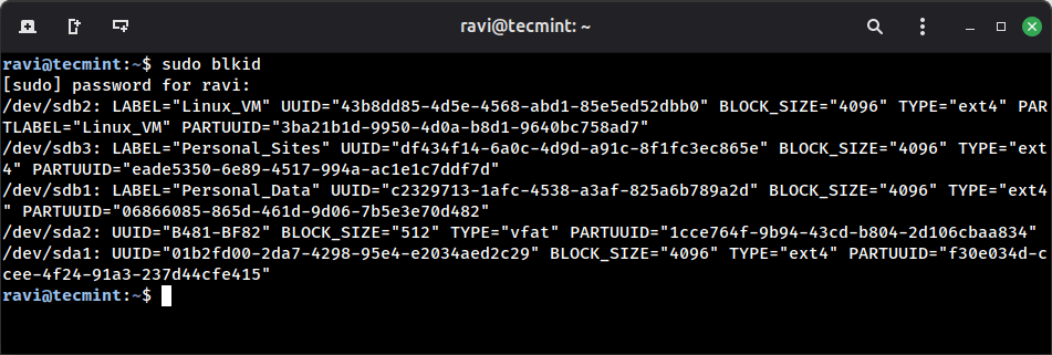 List All Block Devices in Linux