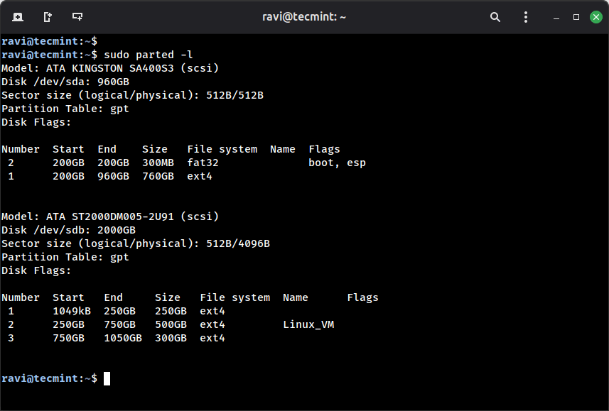 Display All Disks and Their Partitions