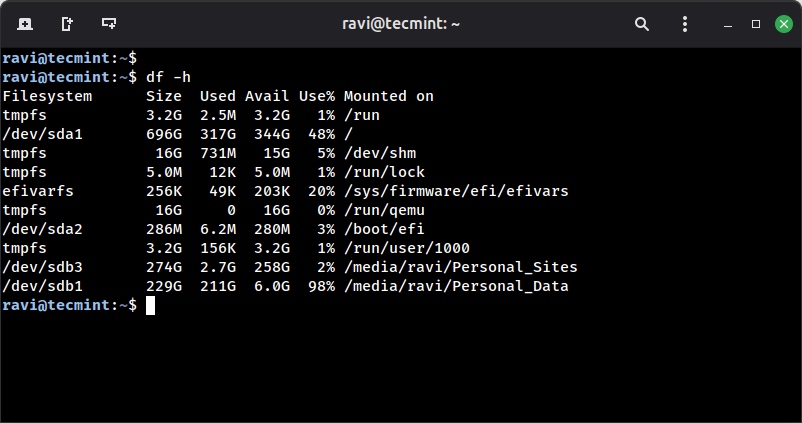 View Disk Space Usage