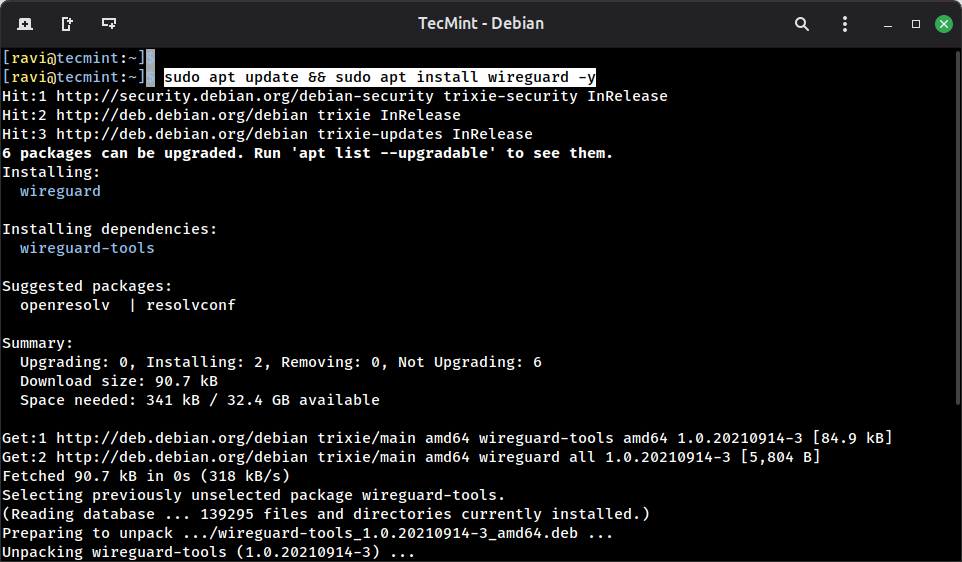 Install WireGuard on Debian 13