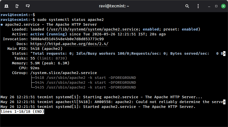 Check Apache Service Status