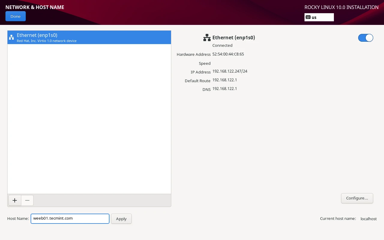 Rocky Linux Network and Hostname