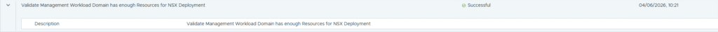 Validate management workload domain has enough resources for nsx deployment