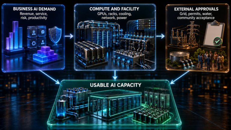 AI Power Is Now a Business Capacity Decision: What CEOs and CIOs Need to Know About Megawatts, Cooling, and Community Approval
